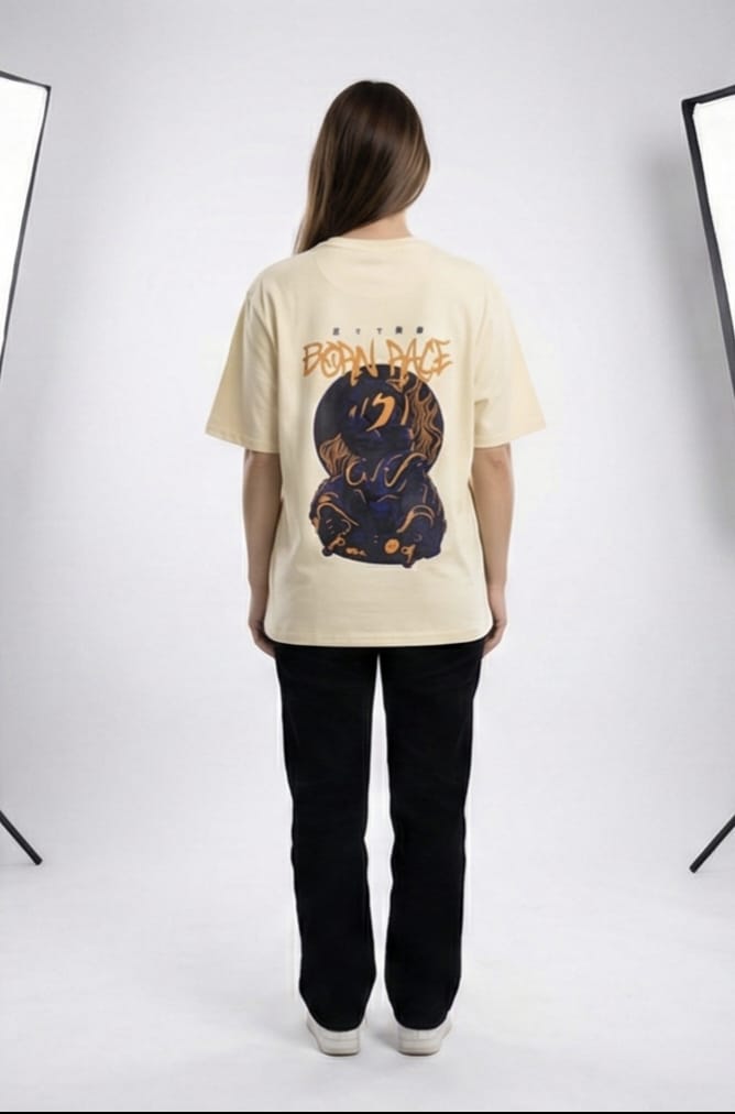 Born Race Dragon Oversized Tee – Cream