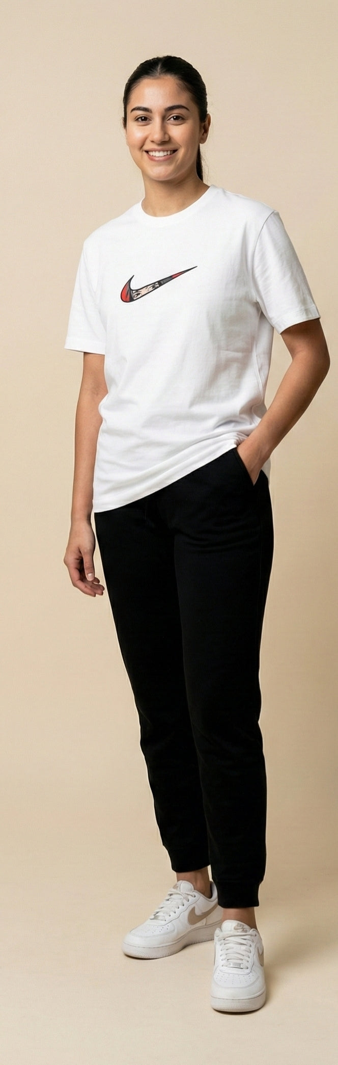 Floral Swoosh Graphic Tee – White