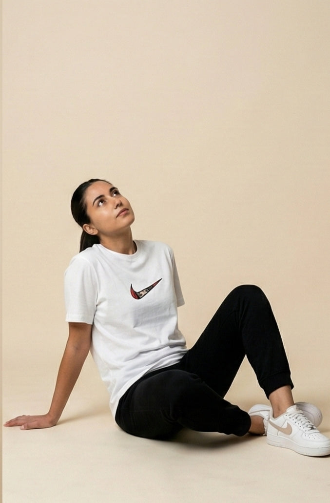 Floral Swoosh Graphic Tee – White
