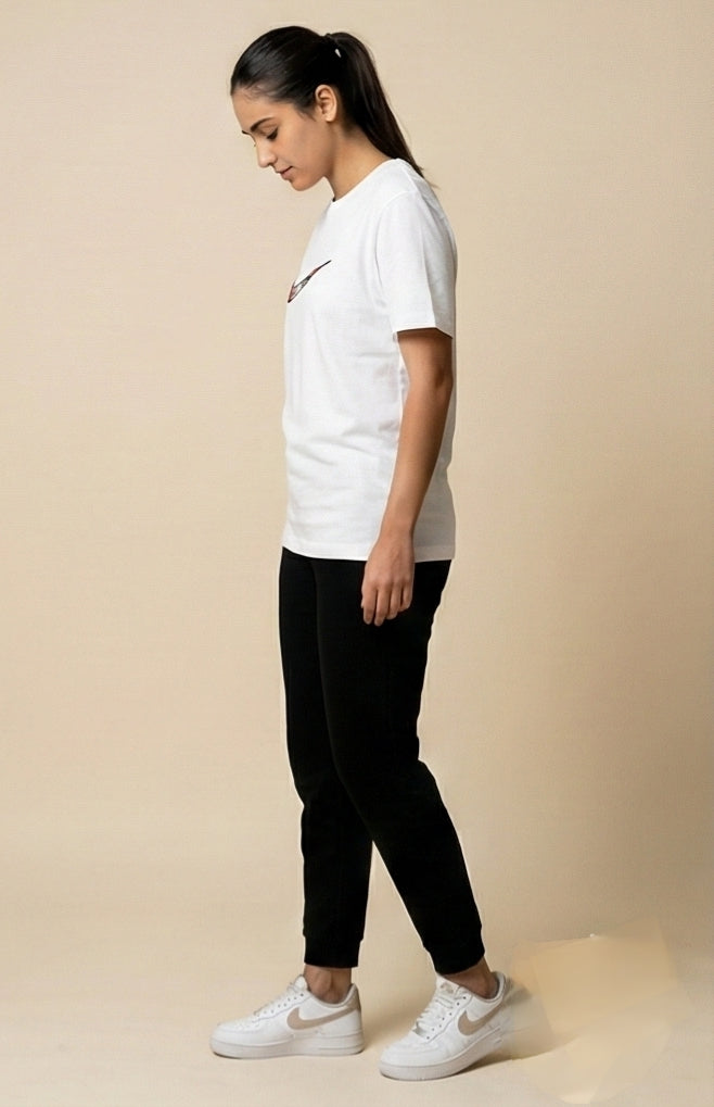 Floral Swoosh Graphic Tee – White